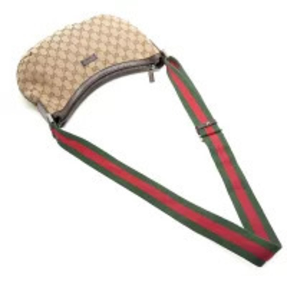 Gucci GG Canvas Half Moon Shoulder Bag Brown - Picture 9 of 13